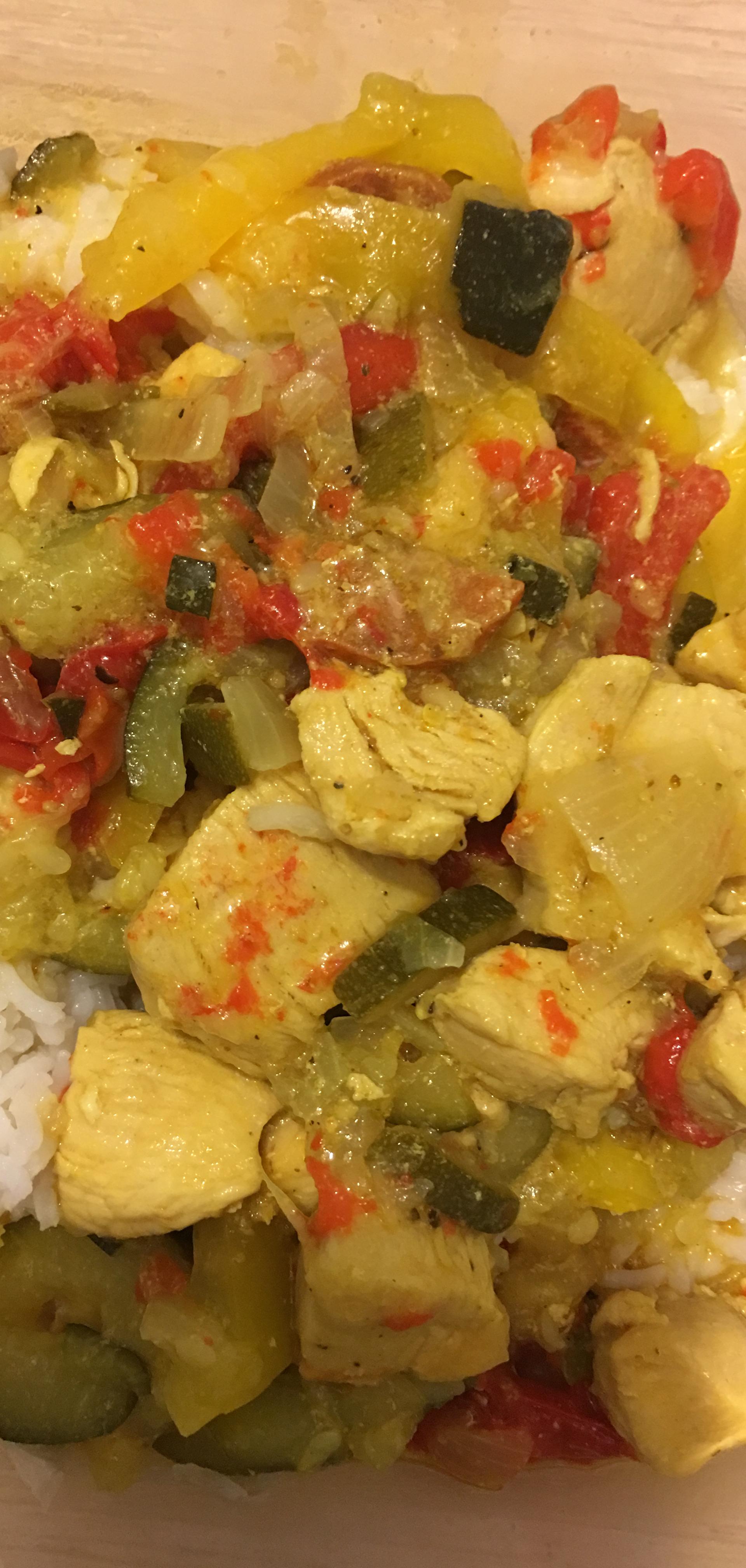 Curry de Poulet et petits legumes au lait de coco - Recette Cookeo