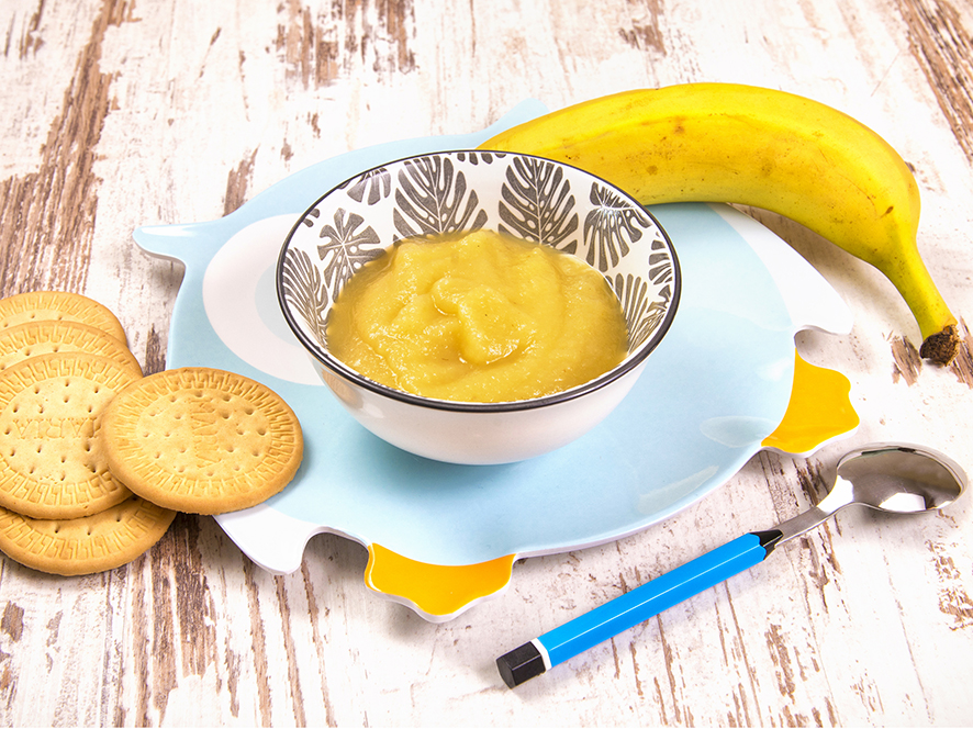 Crema de frutas y galleta para bebé