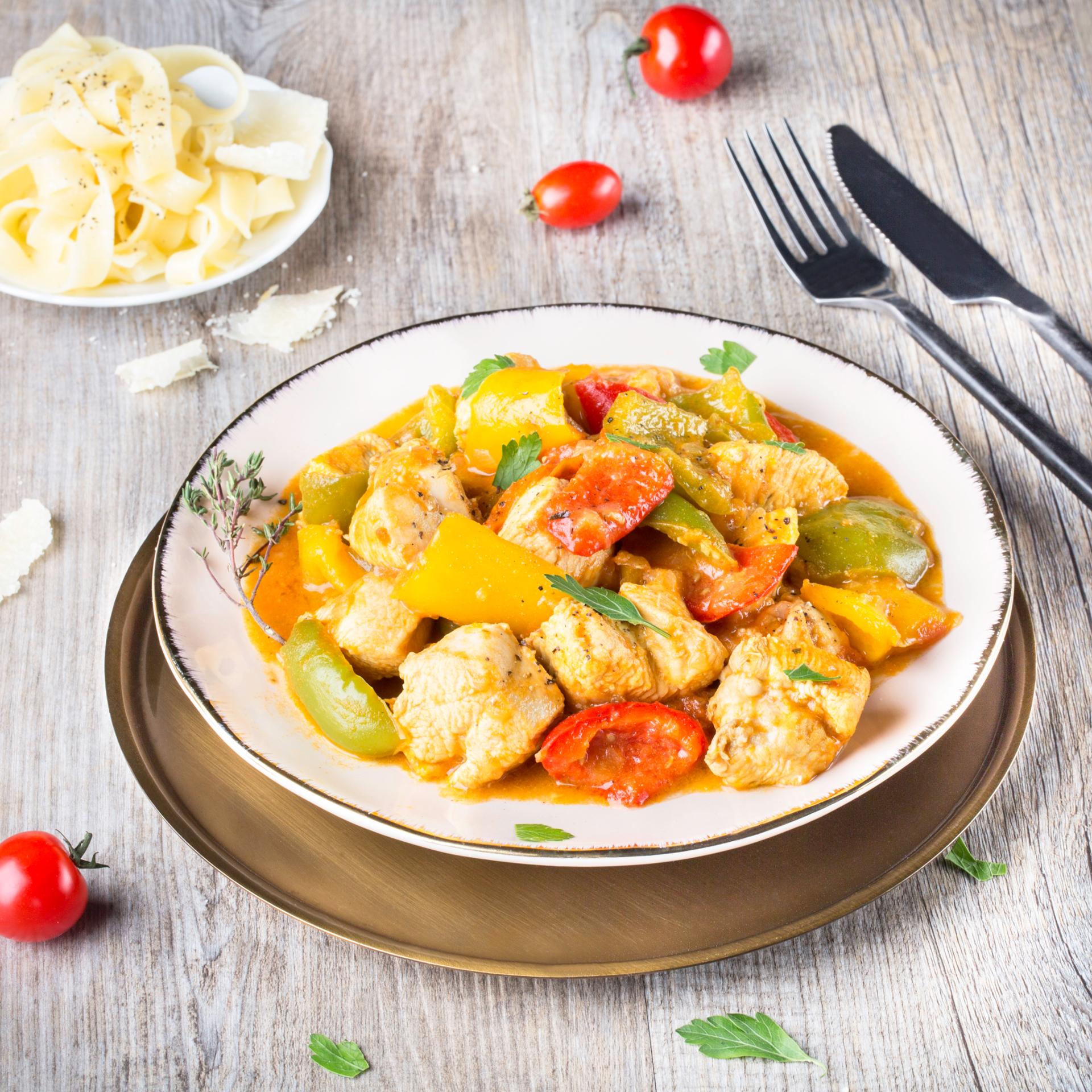 Poulet aux épices et poêlée méridionale - Recette Dual EasyFry&Grill ...