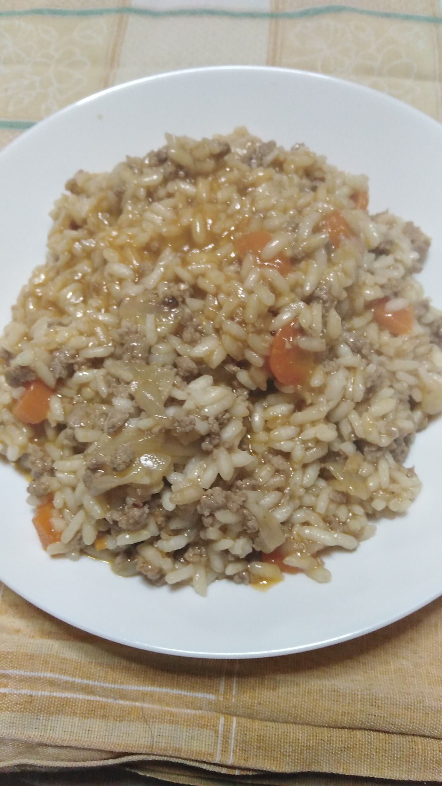 Risotto carote e tritato