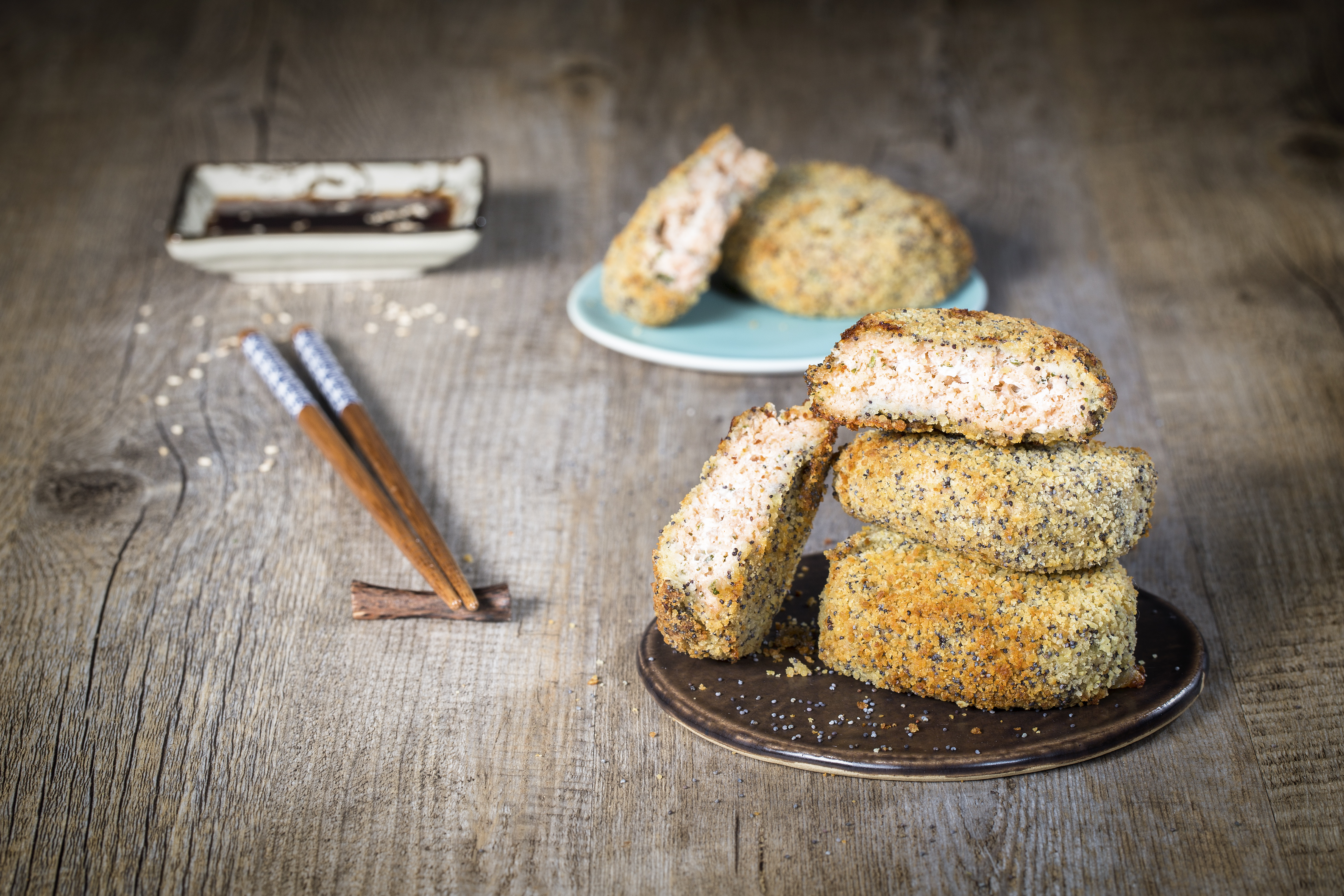 Lachs-Kroketten mit Mohn
