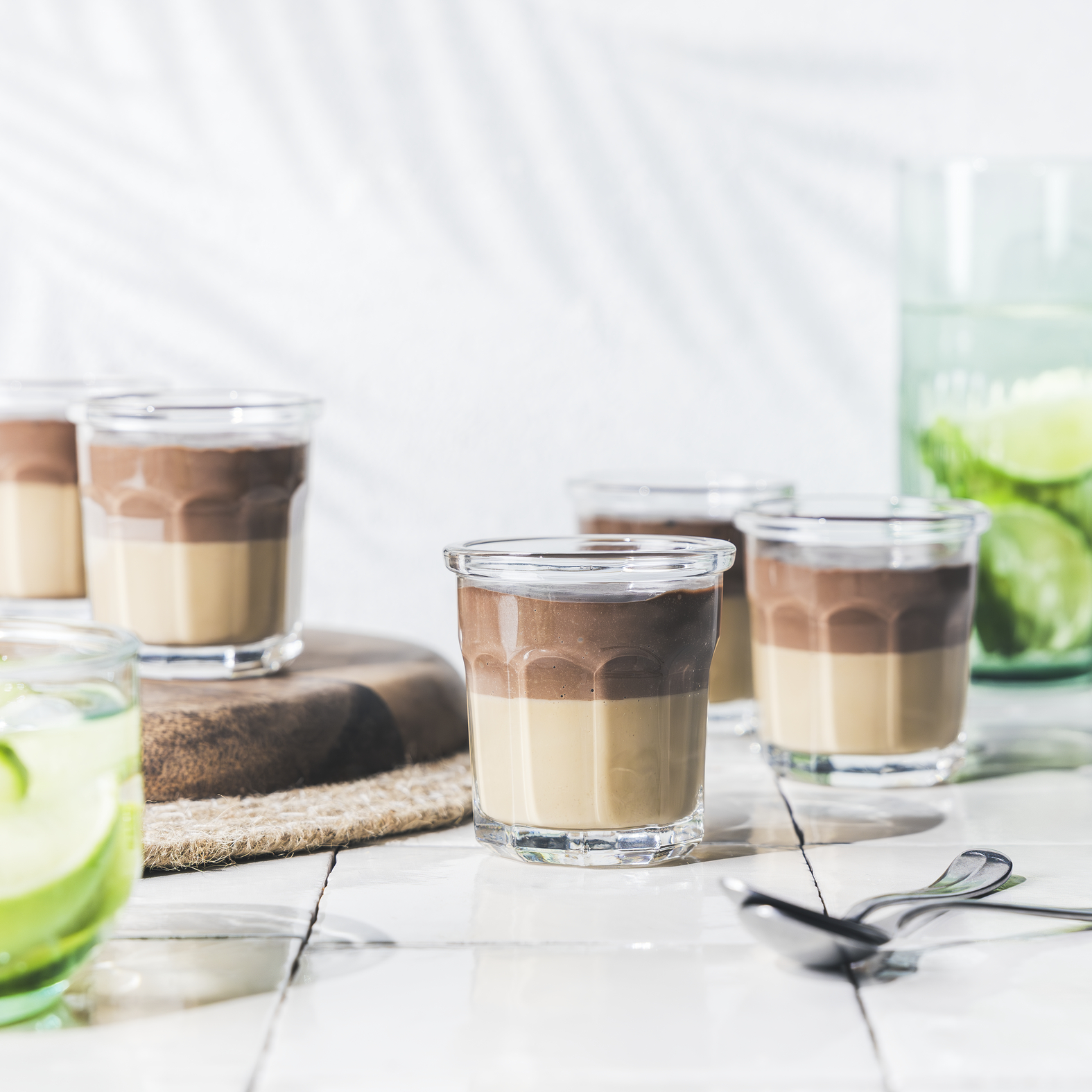 Panna cotta bicolor de café y chocolate