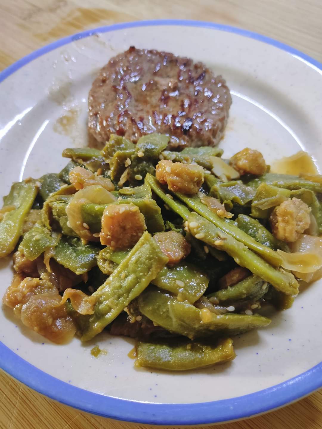 WOK DE CAMARONES CON JUDÍAS VERDES
