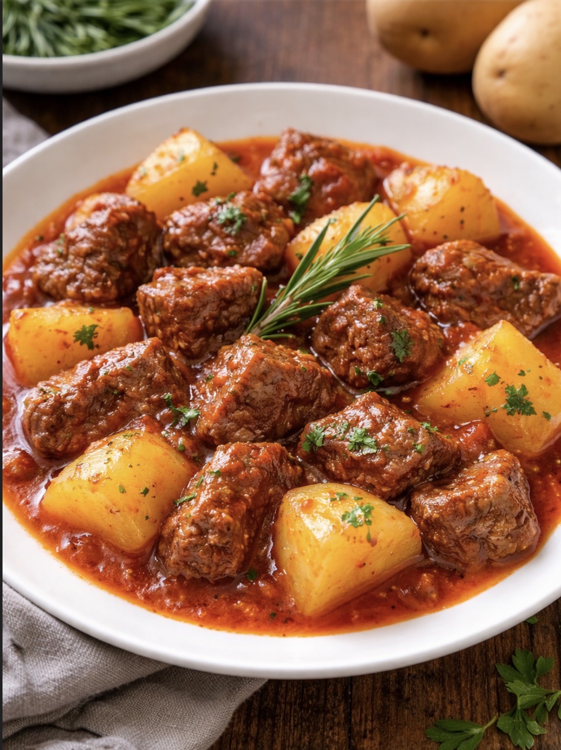 Carne al sugo con patate