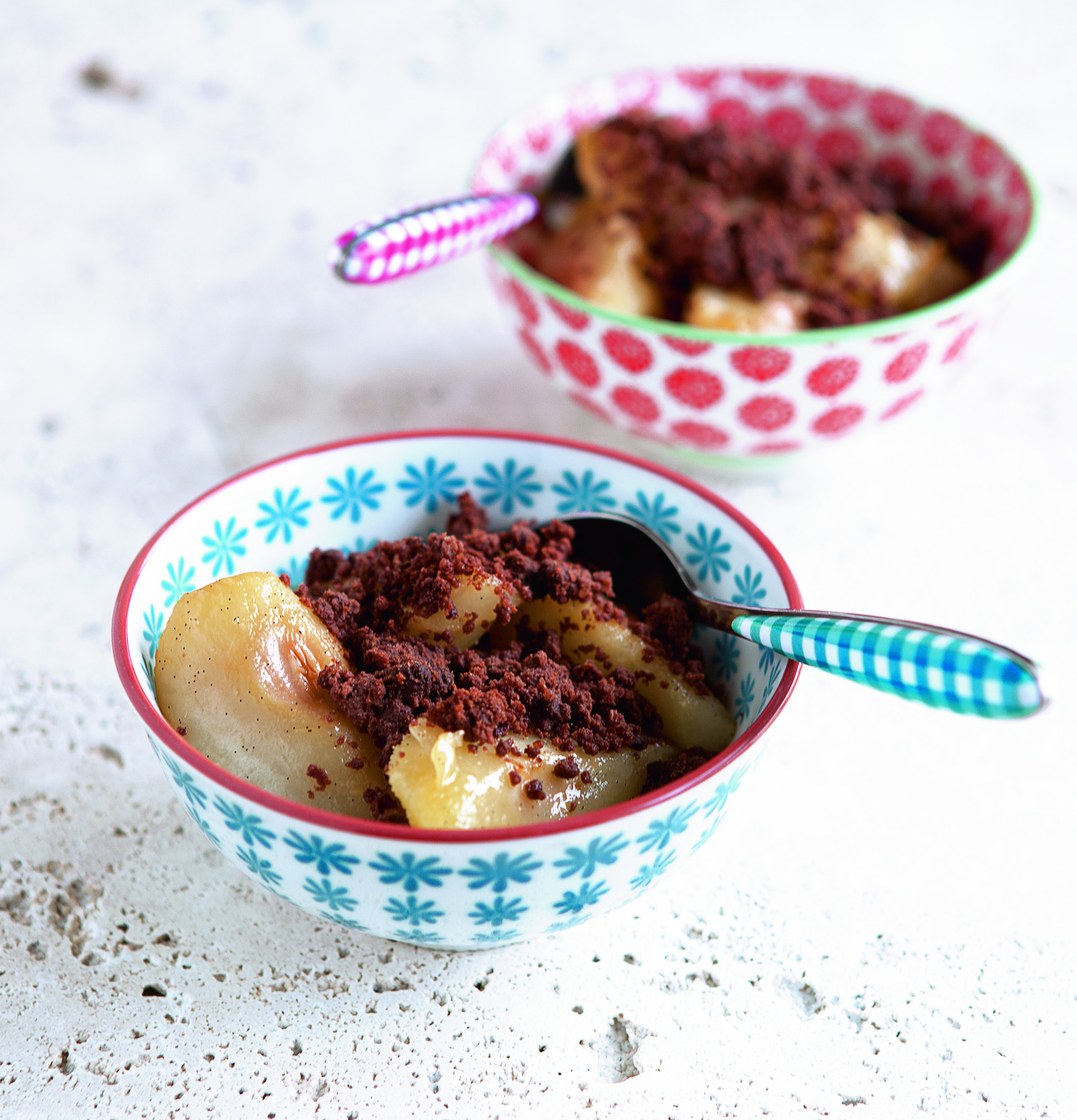 Kandierte Vanille-Birnen mit Crumble