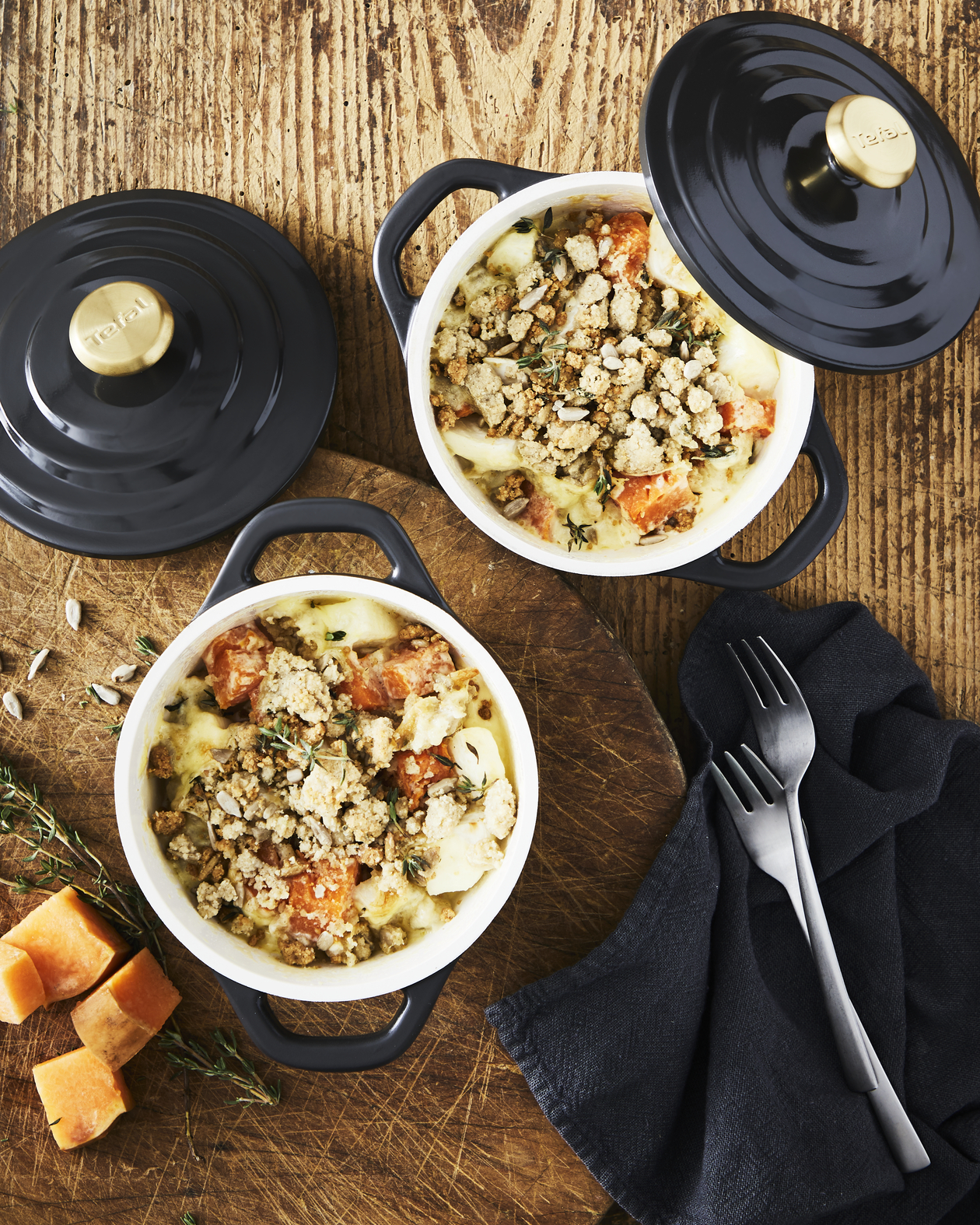 Crumble van flespompoen en raap