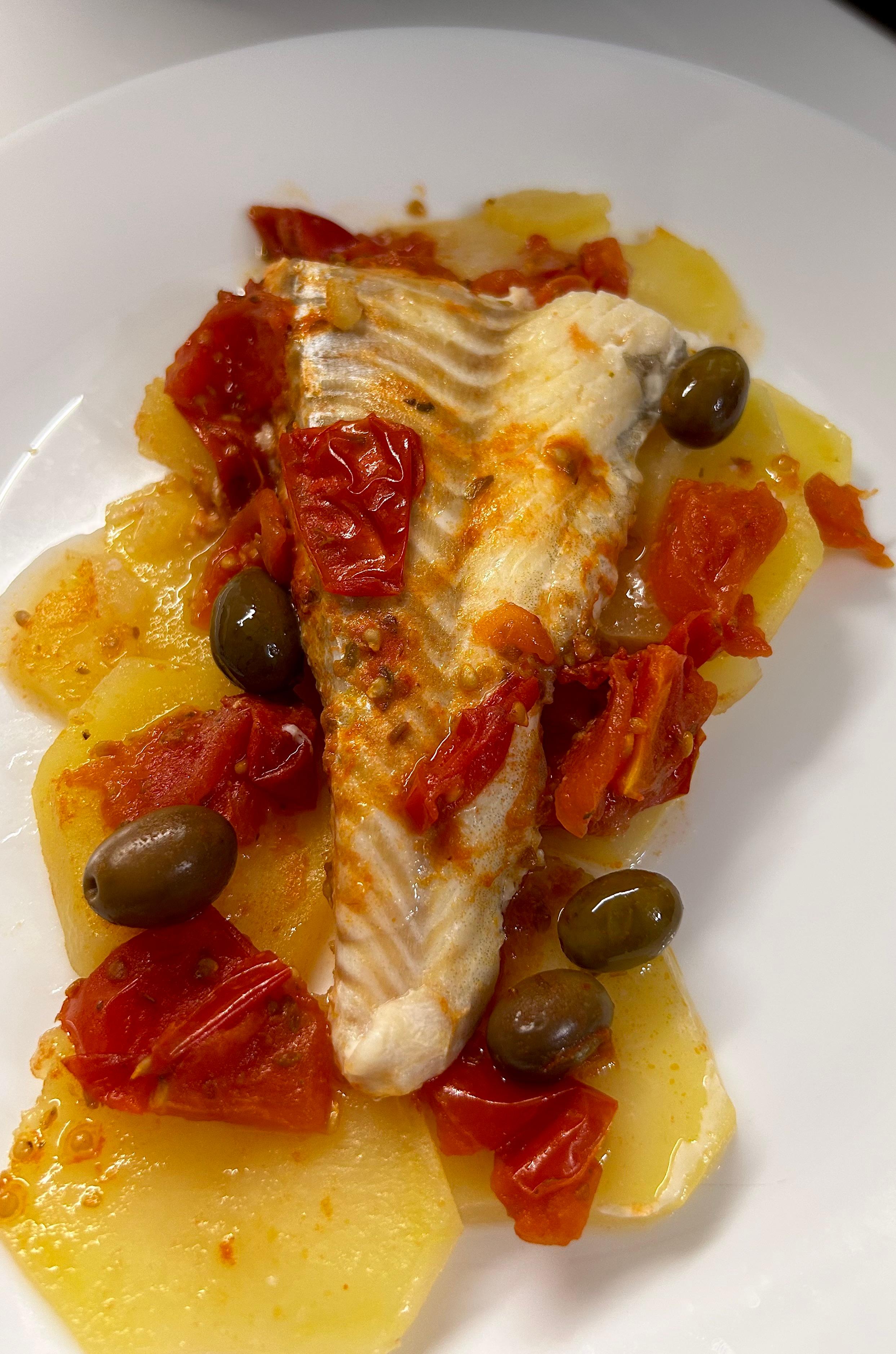 Merluzzo con verdure al vapore
