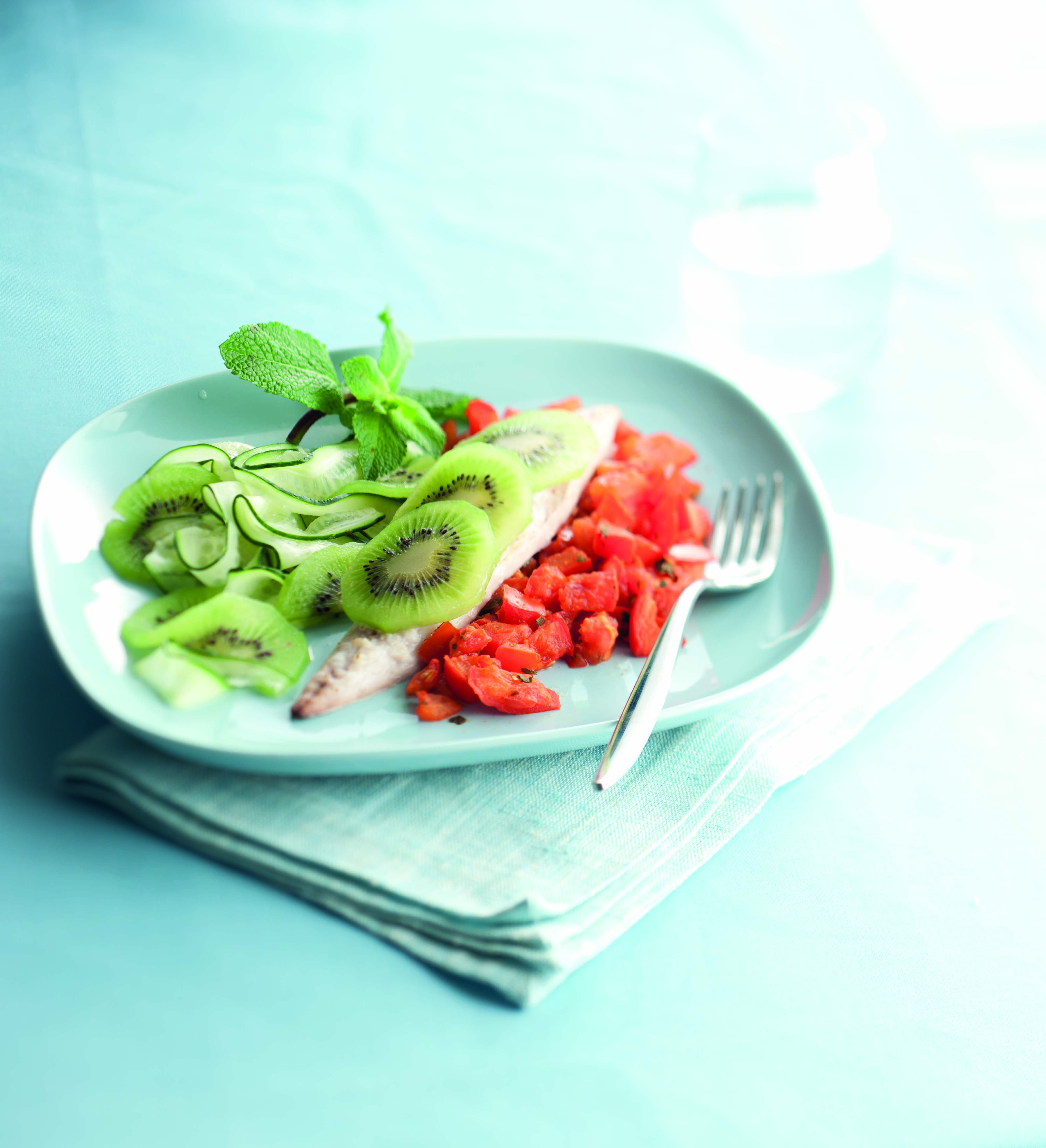 Makrele mit Minze-Tomaten-Salat