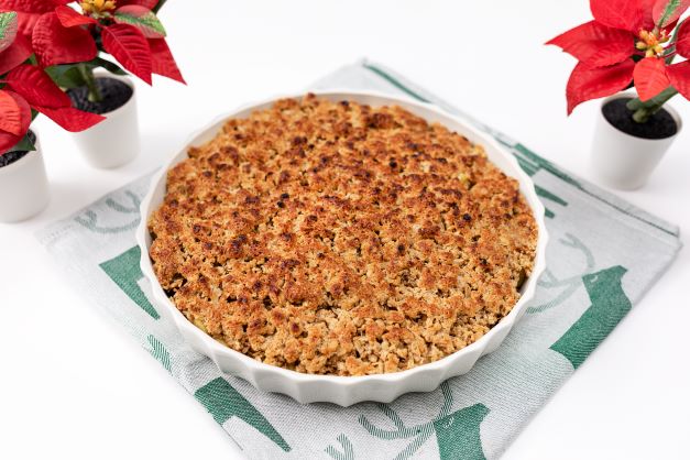 Crumble especiado de manzanas y arándanos