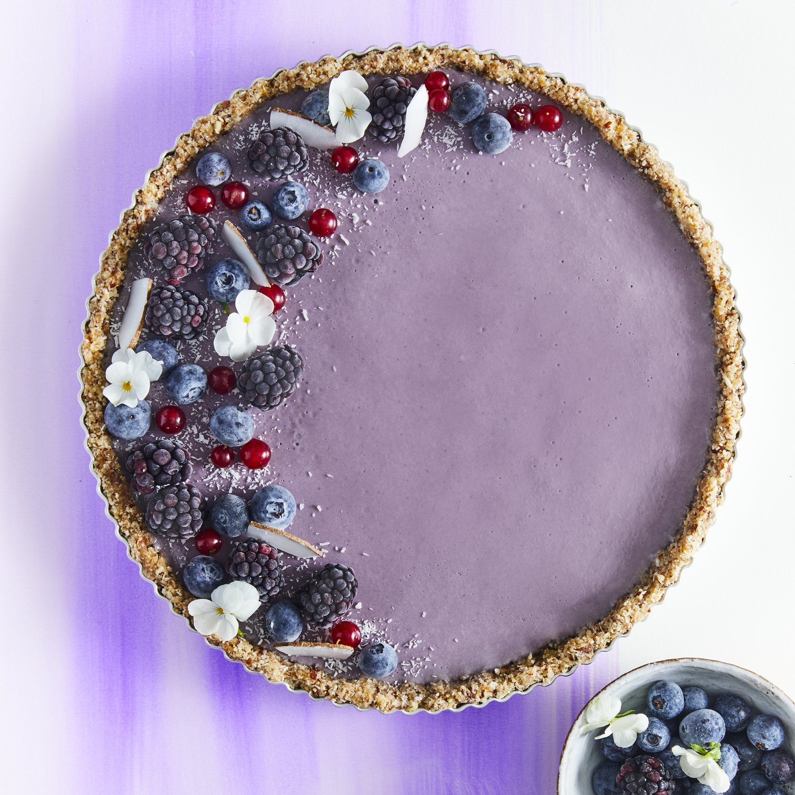 Tarta vegana de coco, arándanos y té Earl Grey (sin horno)