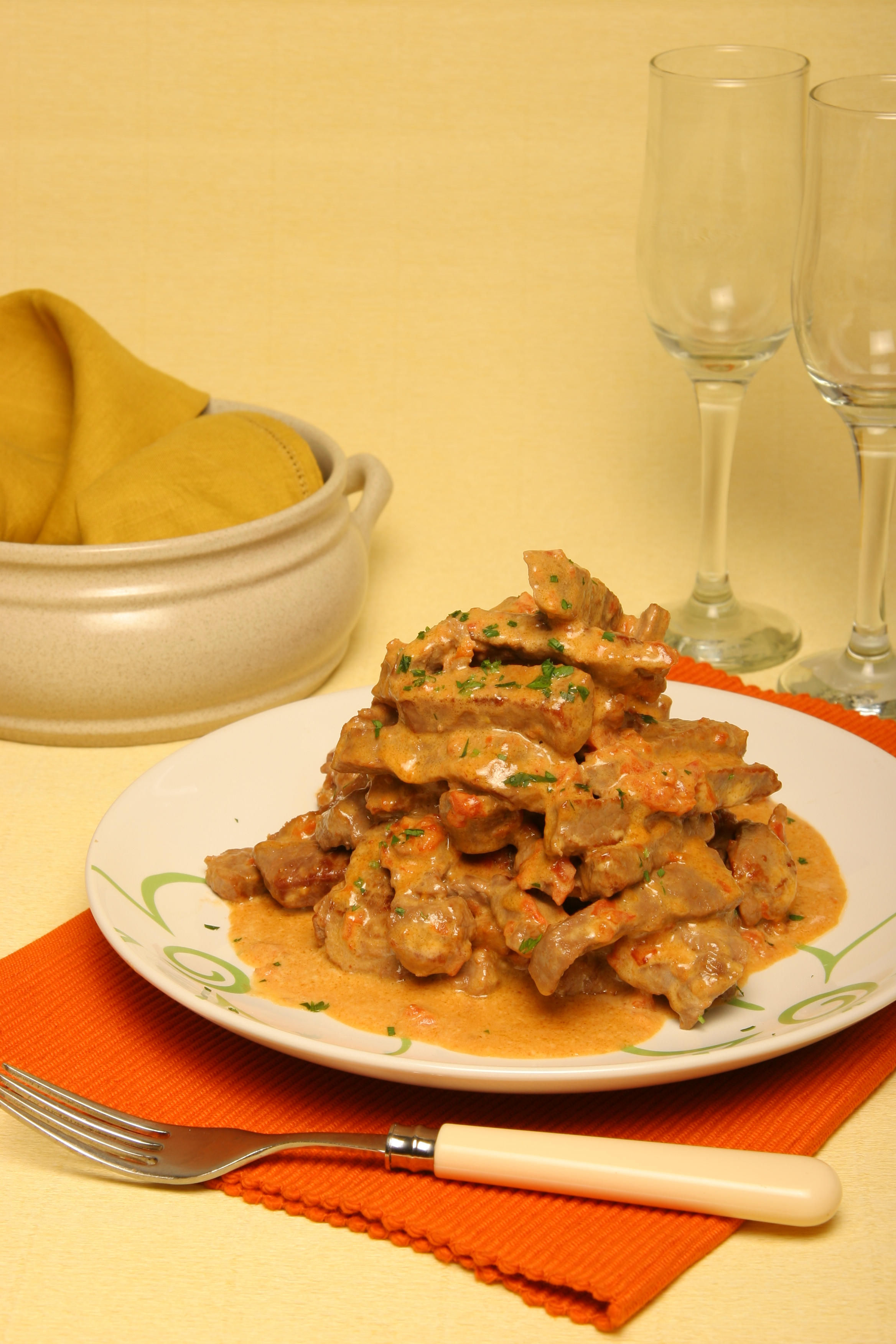 Carne de vaca em fricassé