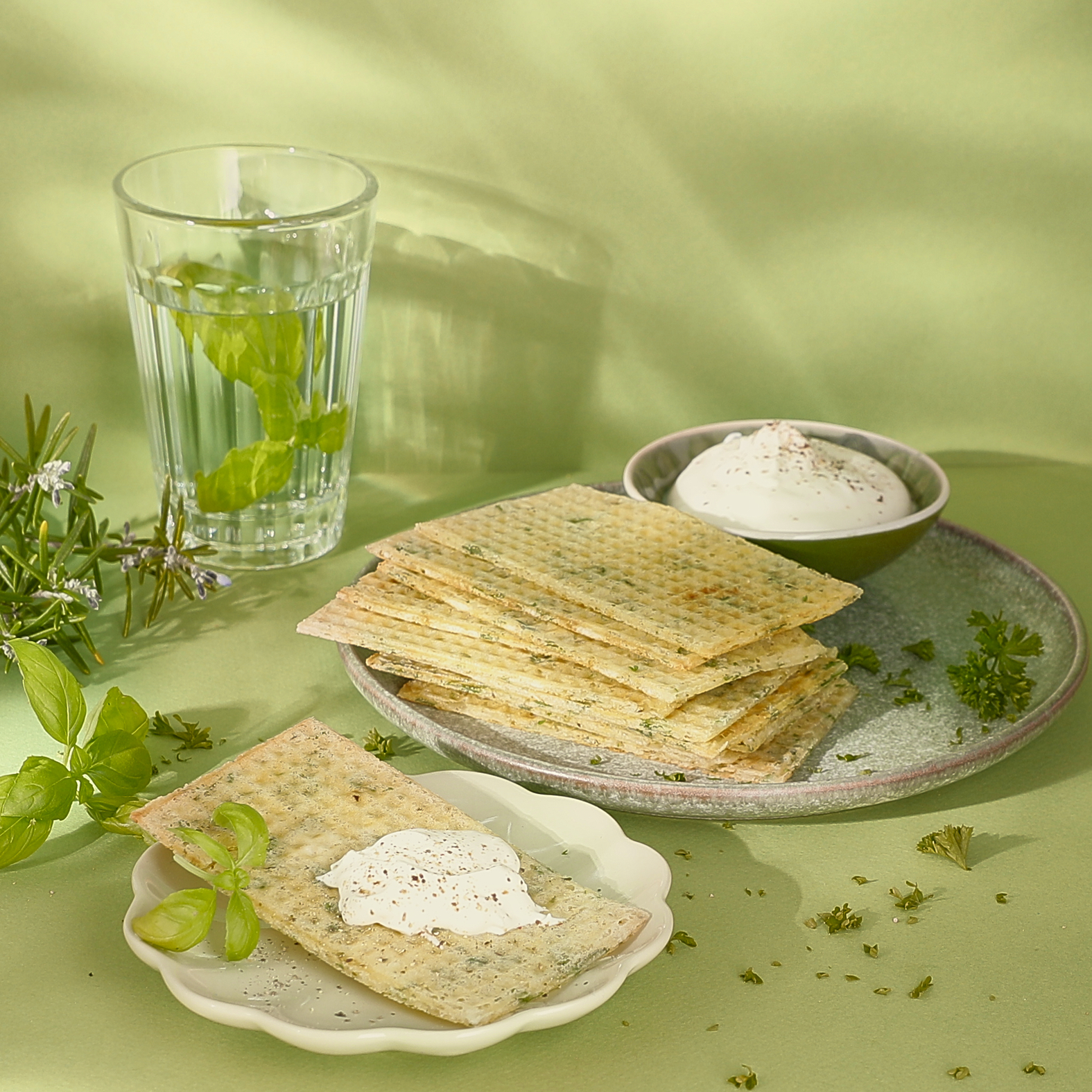 Waffeln mit aromatischen Kräutern