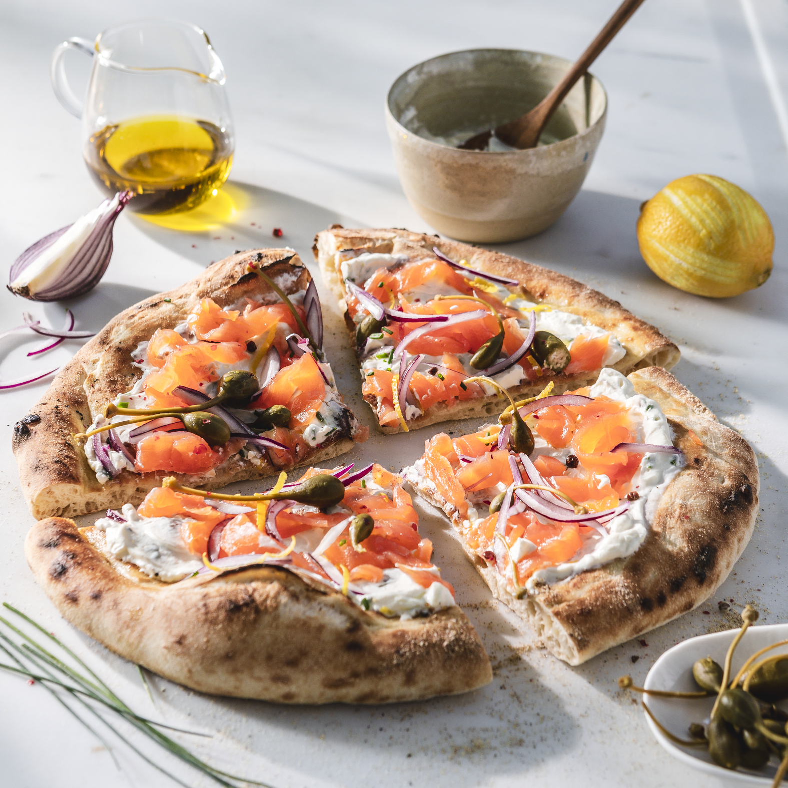 Lachs-Sahne-Pizza
