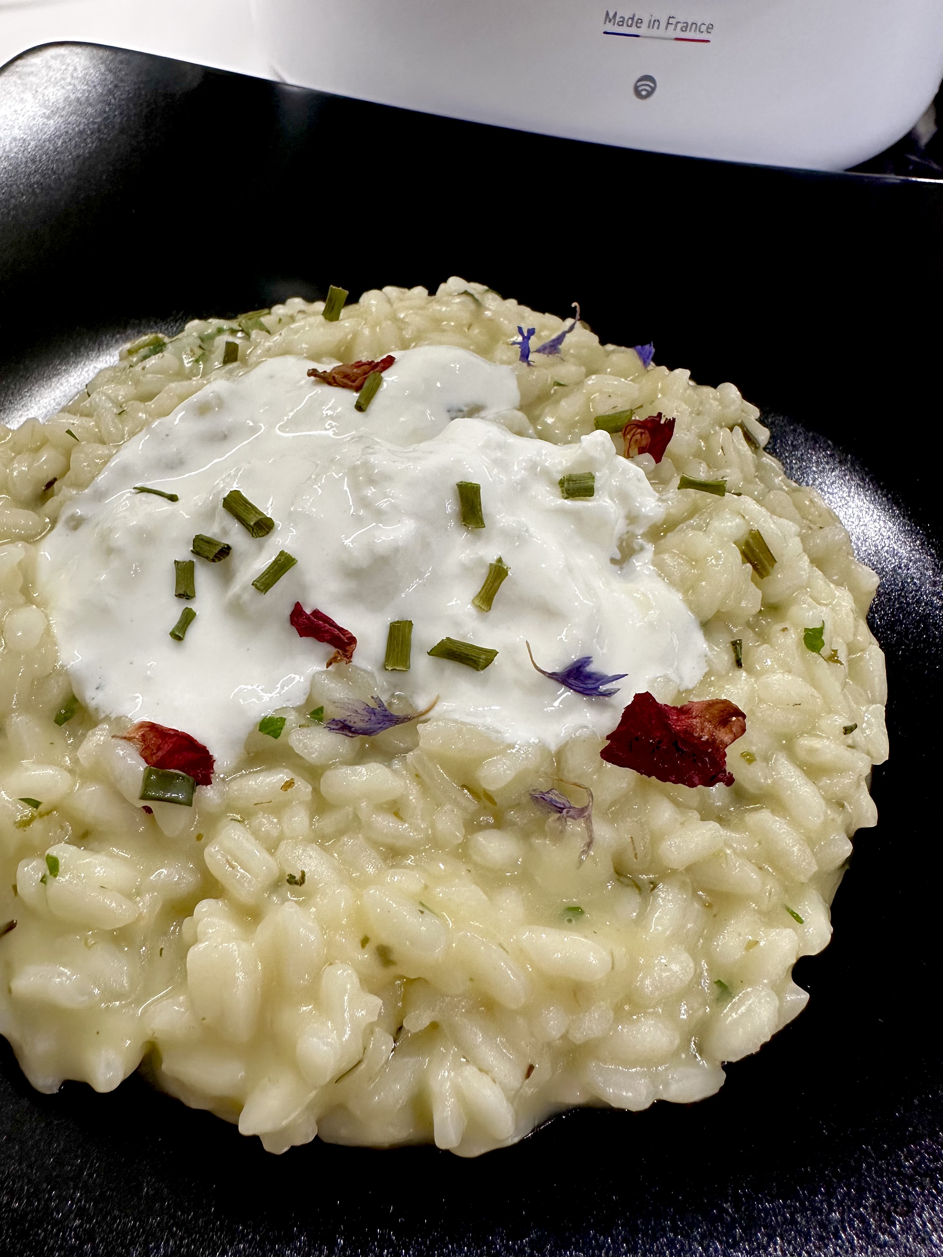 Risotto alle erbe con stracciatella