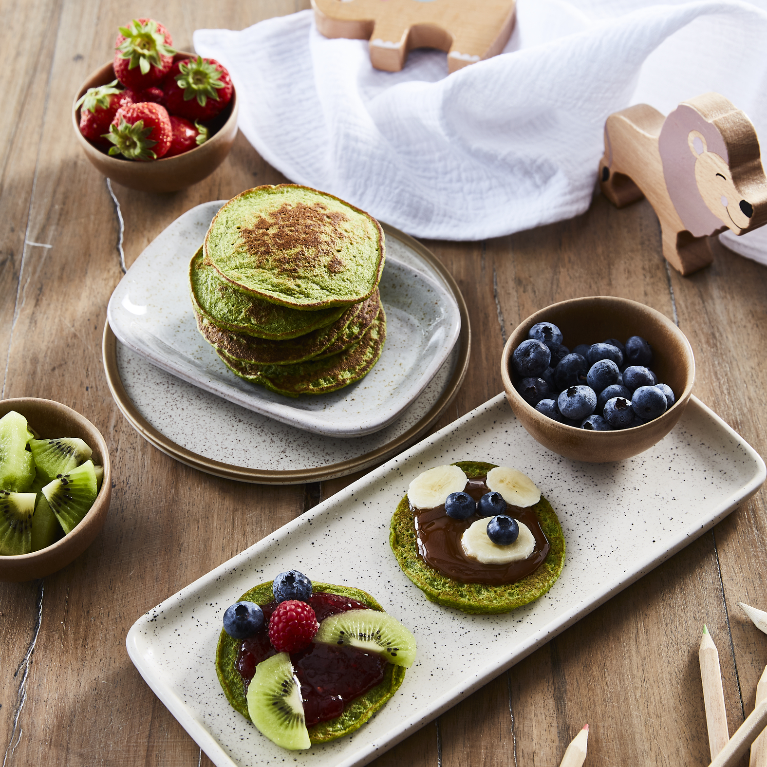Pancake verdi energetici con banana e spinaci