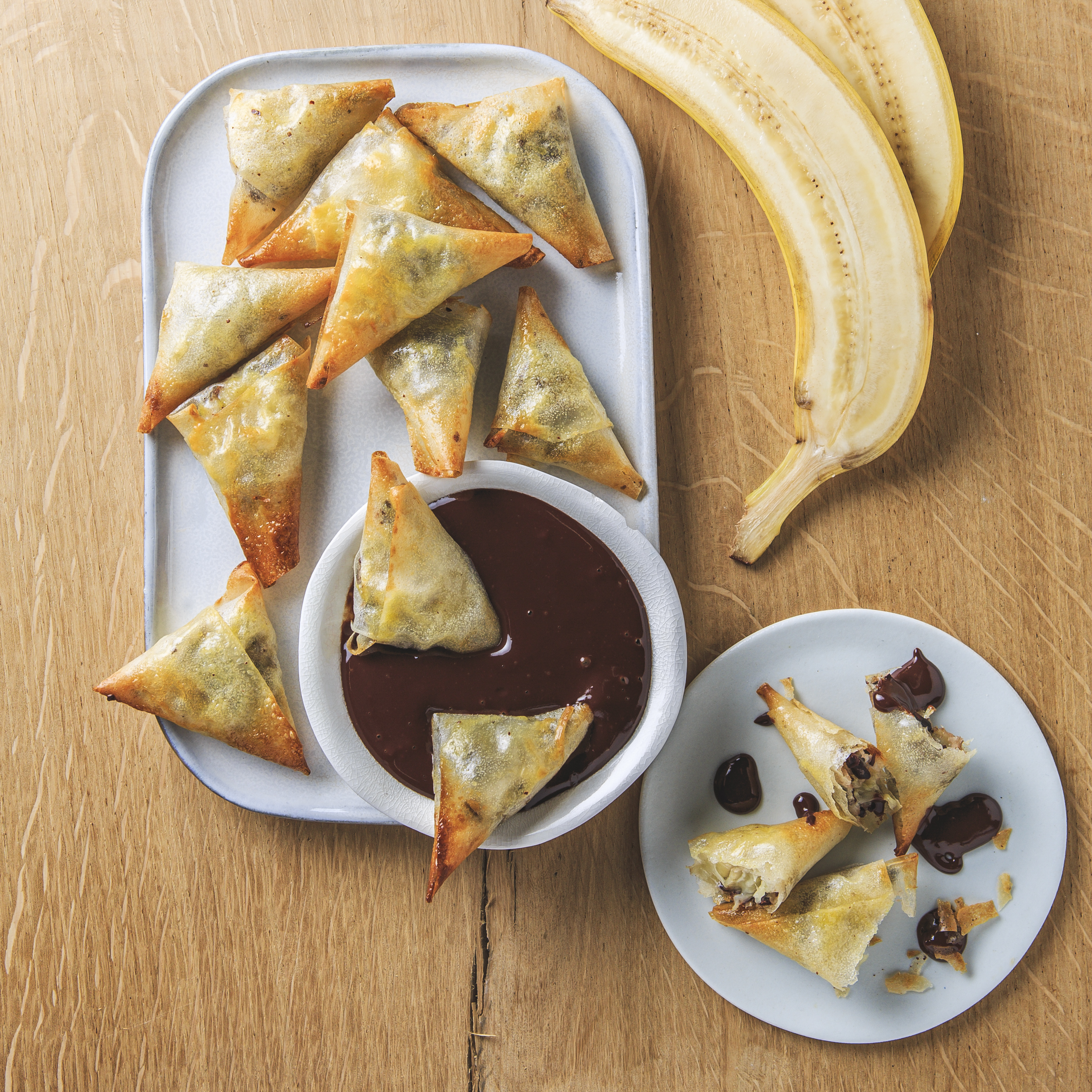 Folhado de banana e chocolate