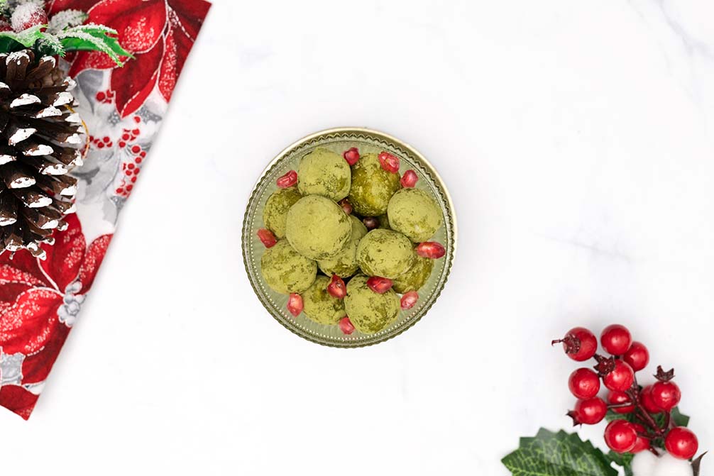 Bombones de té matcha y chocolate blanco