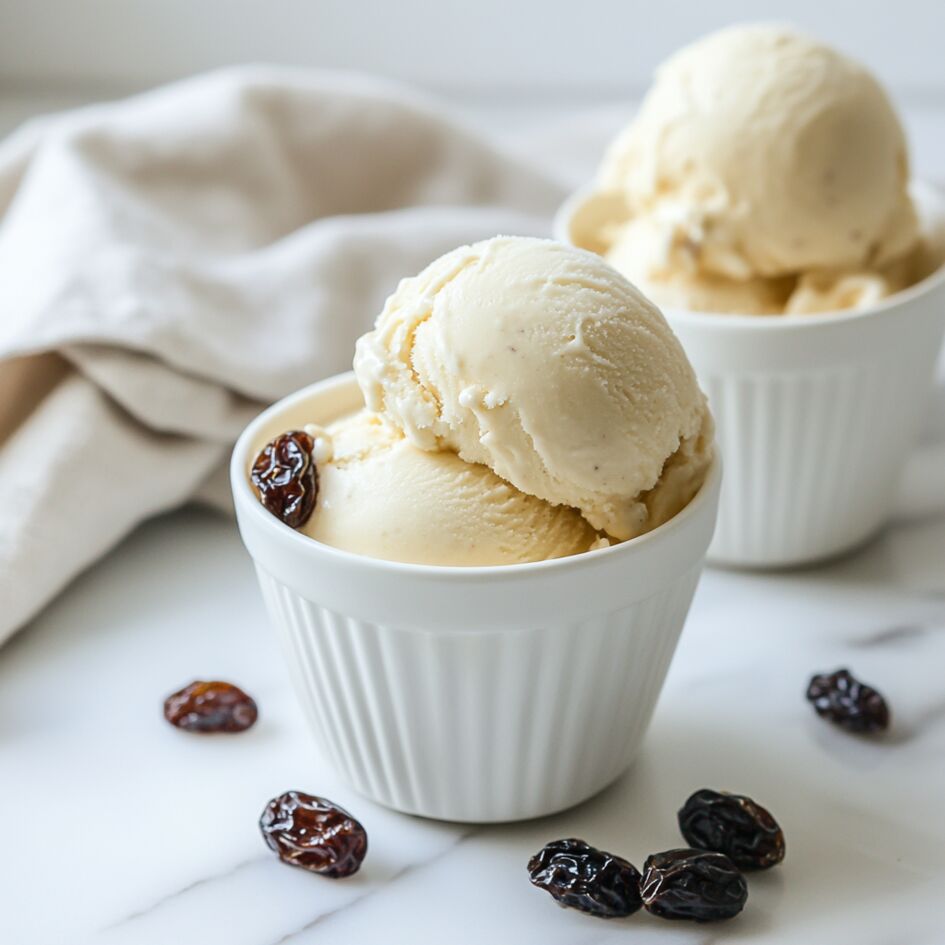 Helado de ron con pasas