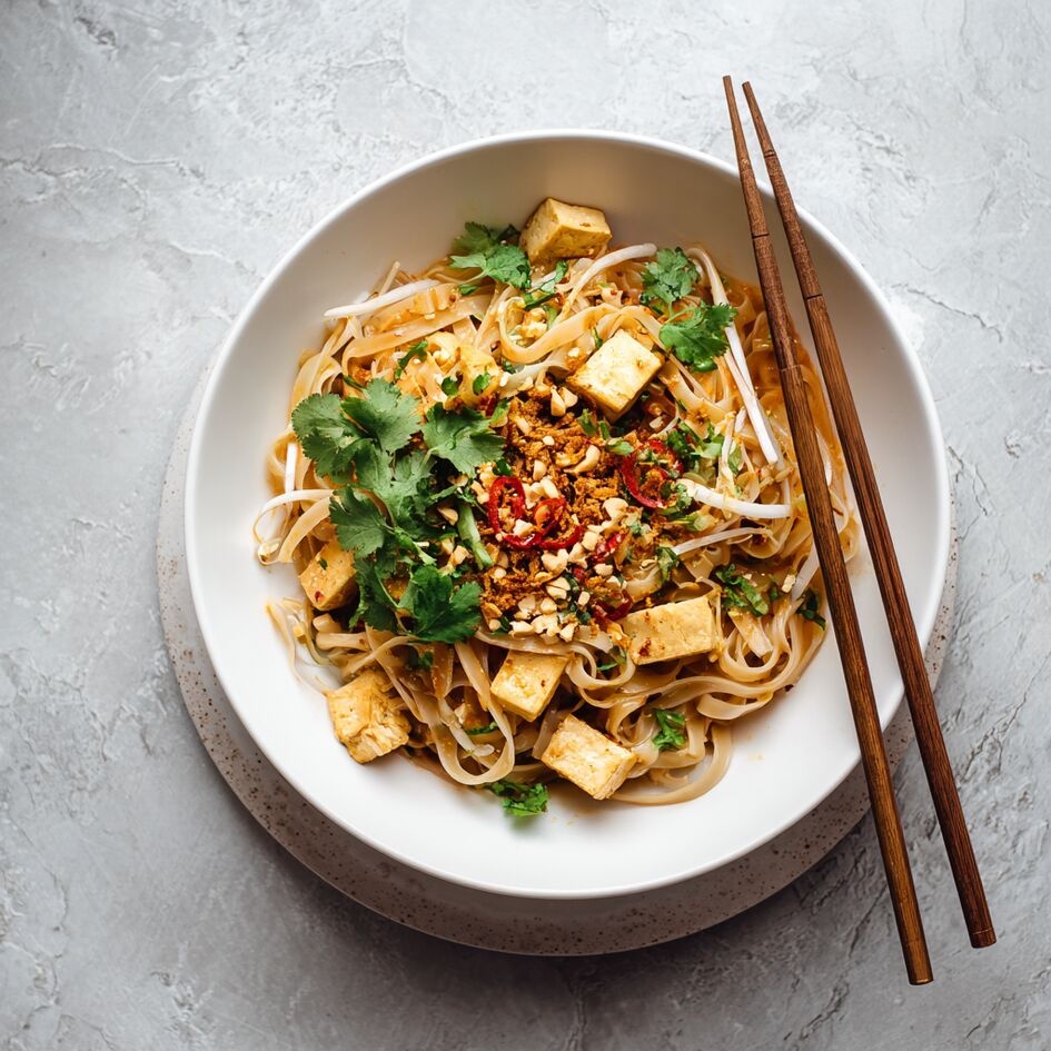 Fideos con verduras y tofu