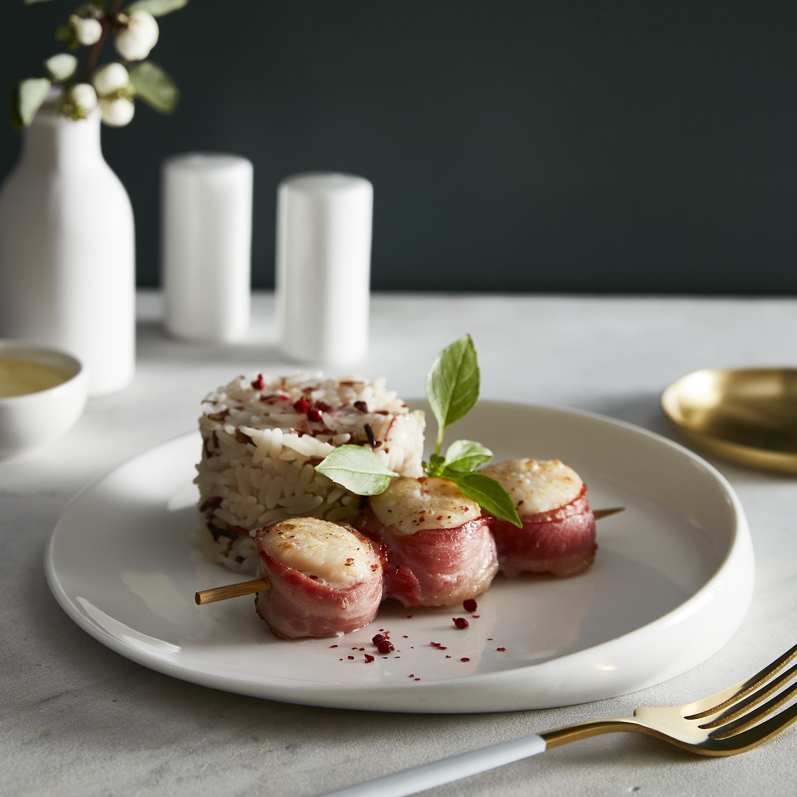 Spiedini di capesante con pancetta affumicata