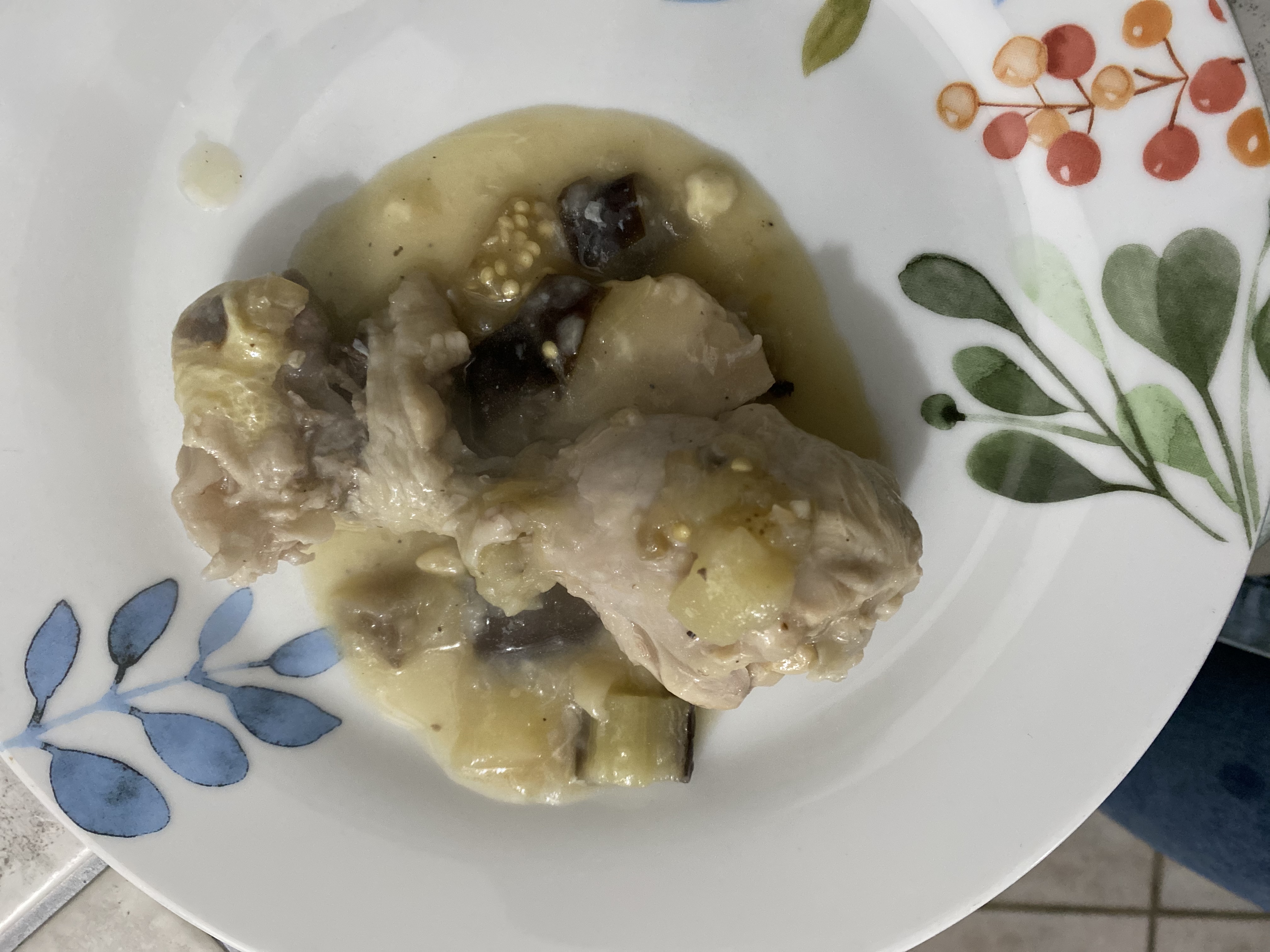 Cosce di pollo con melanzane