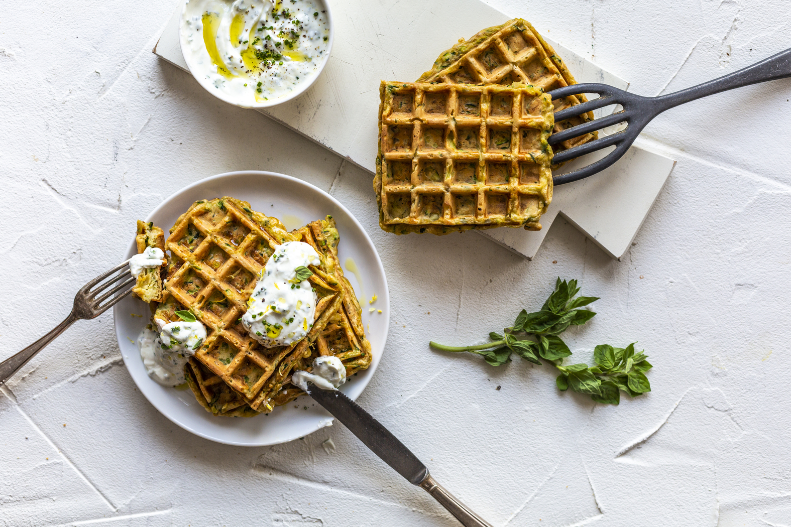 Courgette feta wafels