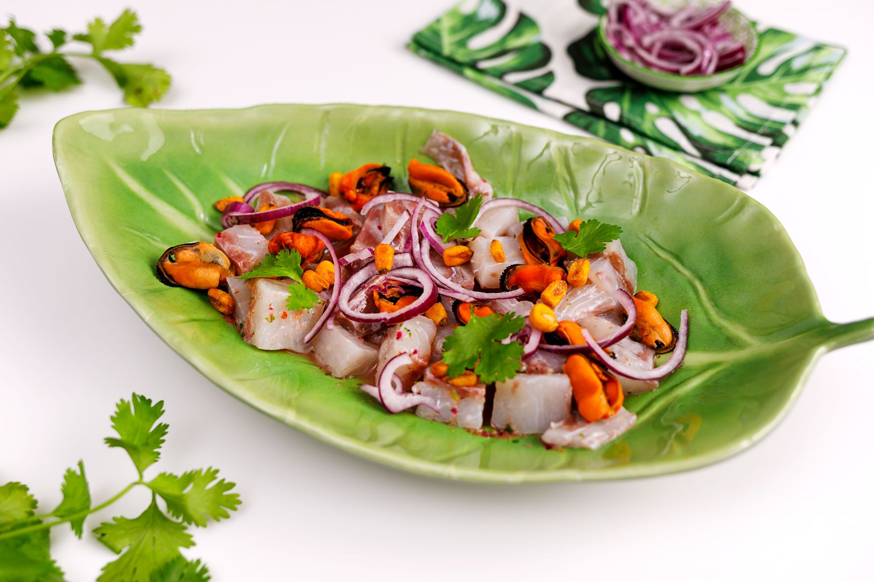 Ceviche de corvina y mejillones