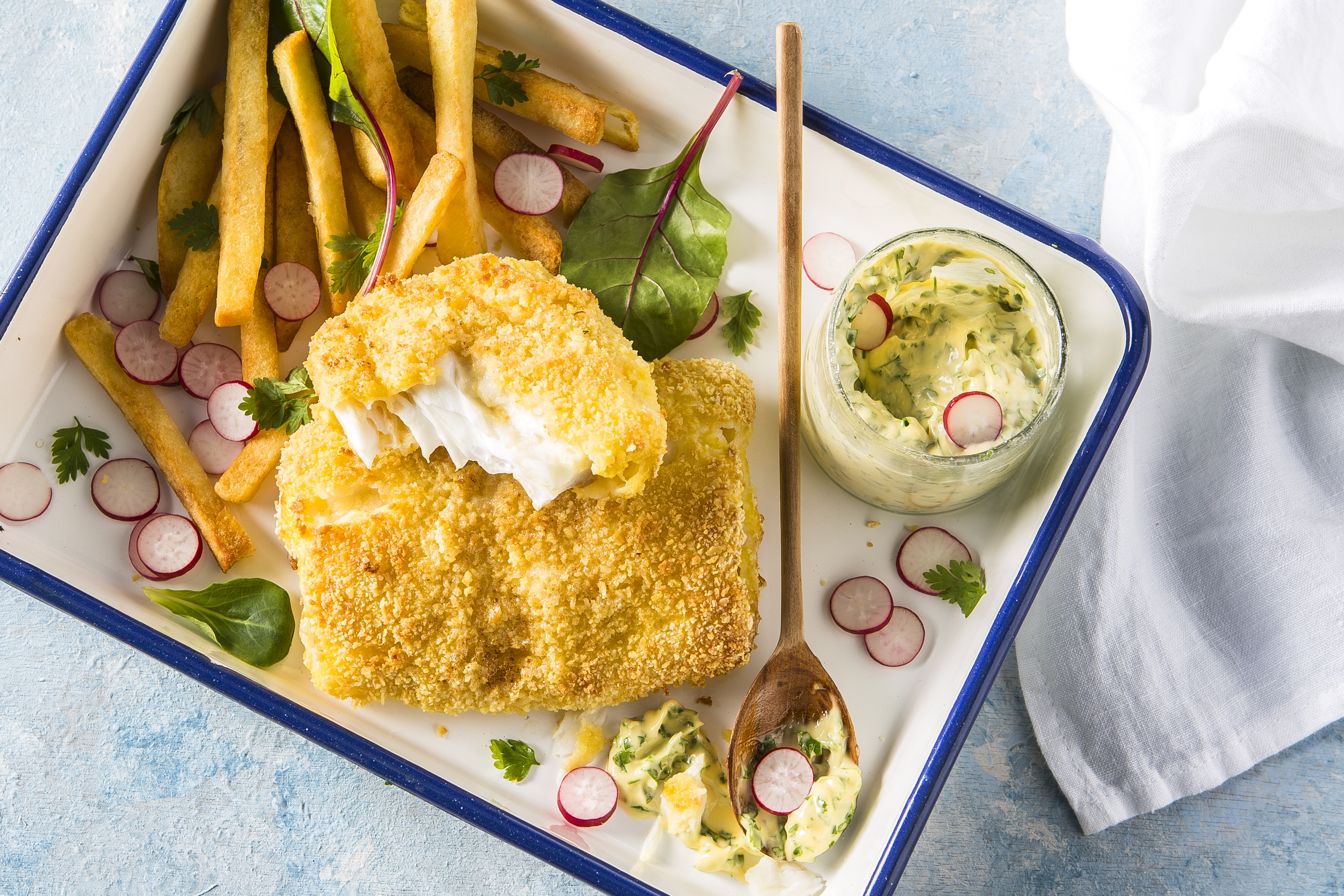 Zelfgemaakte fish & chips