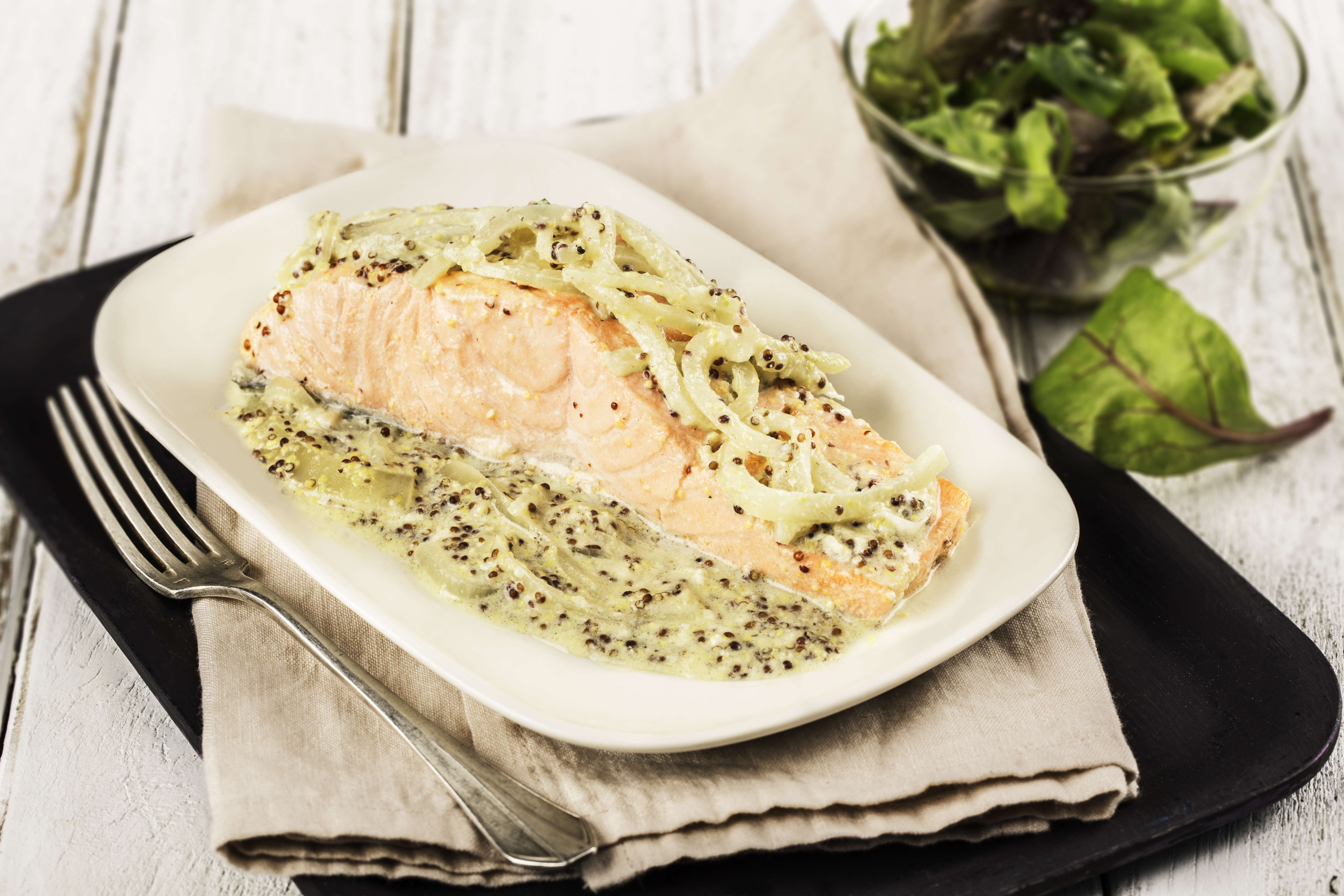 Salmón a la mostaza