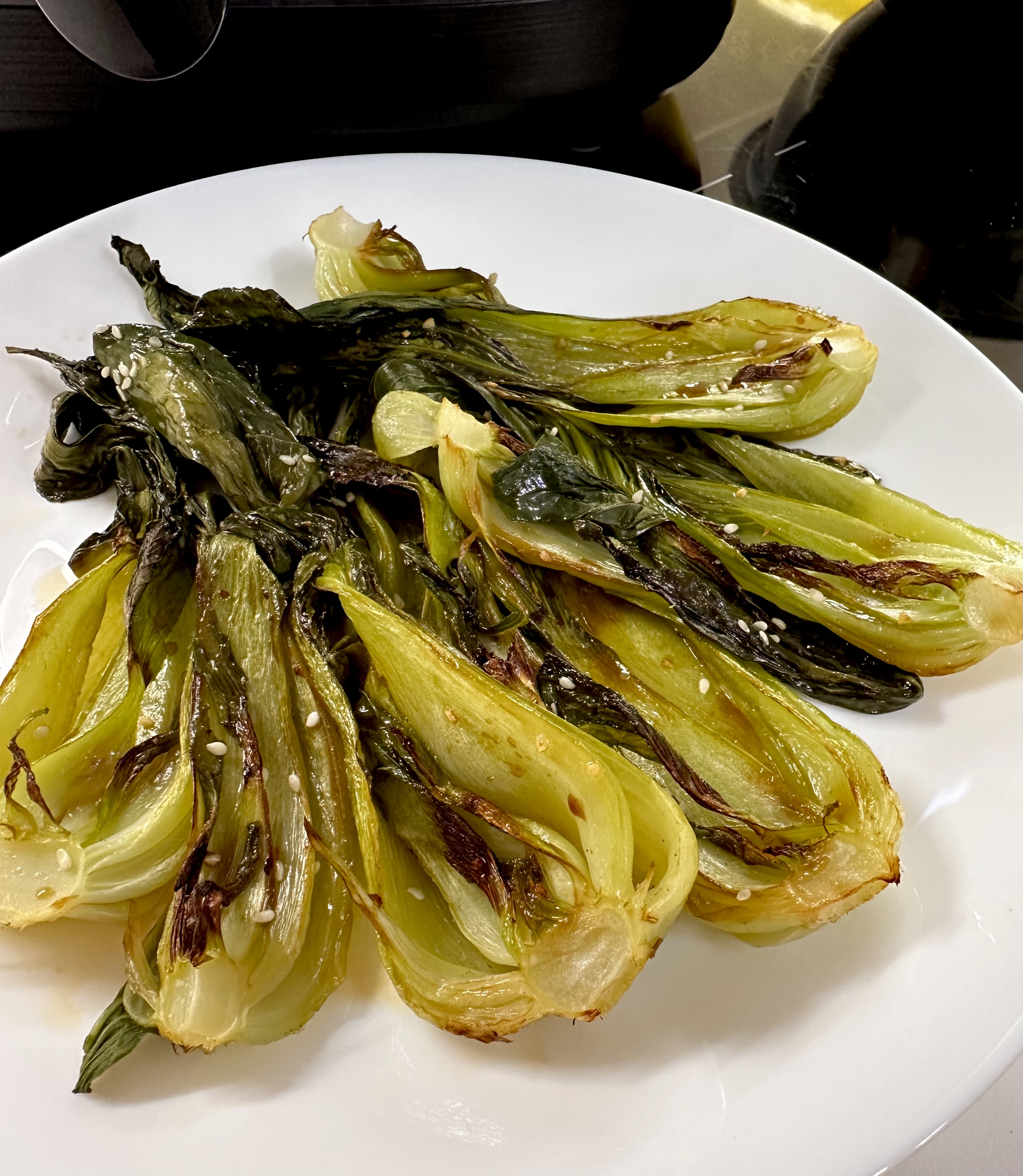 Pak choi al vapore ripassato in friggitrice