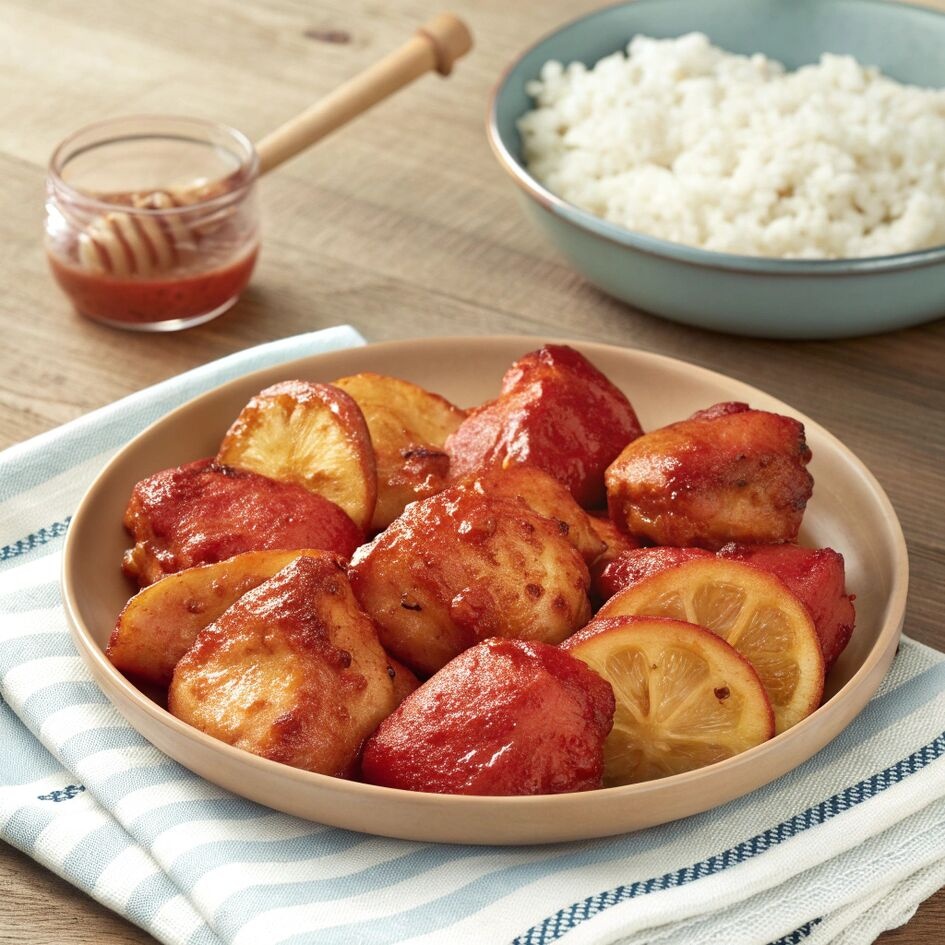 Pollo caramelizado con miel y limón