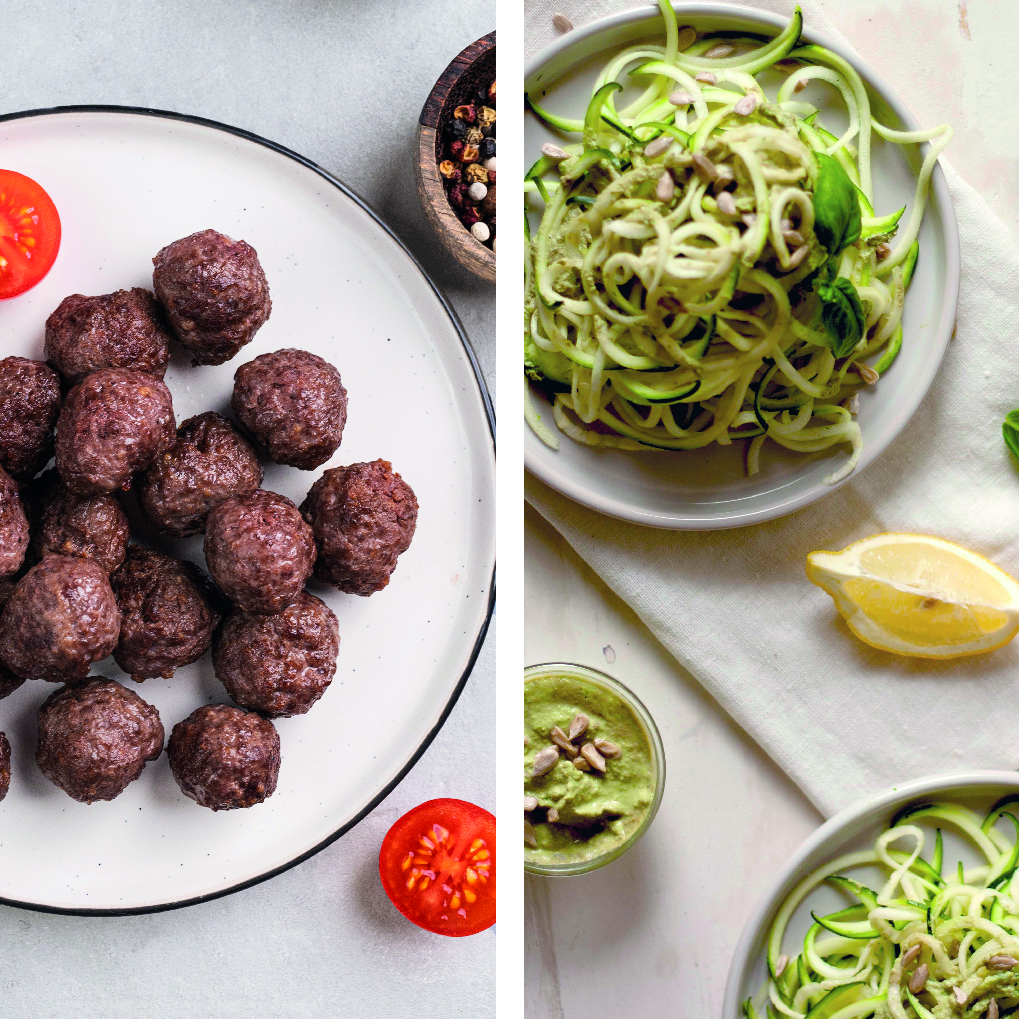 Fleischbällchen und Zucchini-Spaghetti