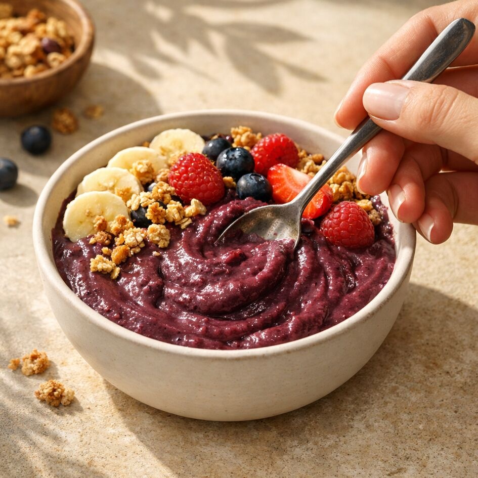 Ciotola di frozen yogurt agli açaí